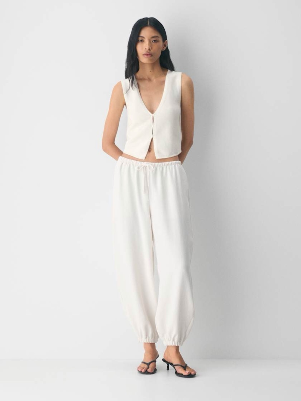Wilfred by Aritzia Cotton Charm™ Basque Sweater Vest, Light Birch